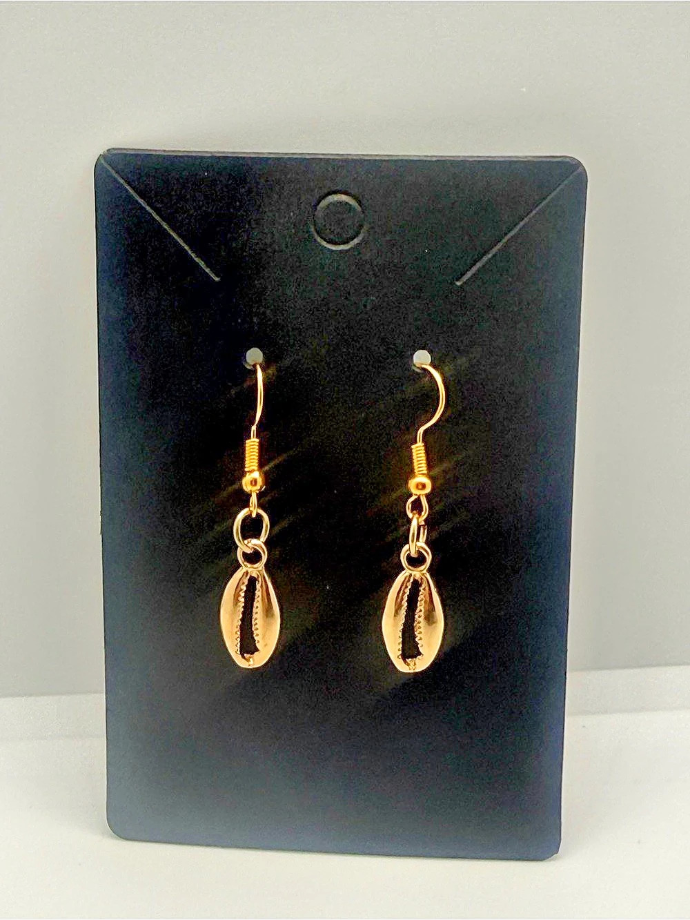 Gold Cowrie Shell Drop Earrings